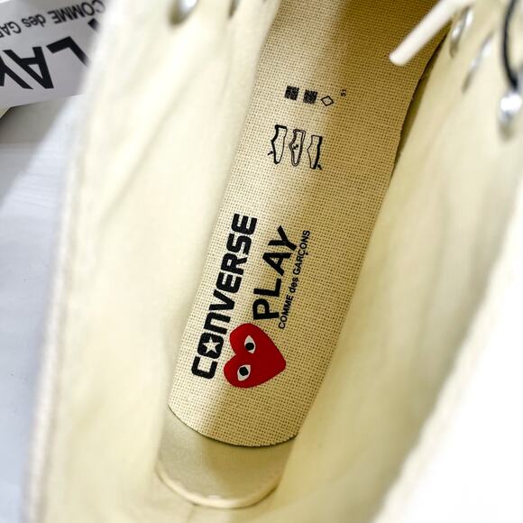 Play Comme des Garcons‎ Converse Hi Top Sneakers Chuck 70 Milk Sz 10 Men main image 7
